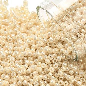 TOHO Round Seed Beads, Japanese Seed Beads, (123) Opaque Luster Light Beige, 11/0, 2.2mm, Hole: 0.8mm, about 1103pcs/10g