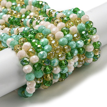 Glass Beads Strands, Faceted, Rondelle, Medium Sea Green, 6x5mm, Hole: 1mm, about 85~88pcs/strand, 16.1~16.5 inch(41~42cm)