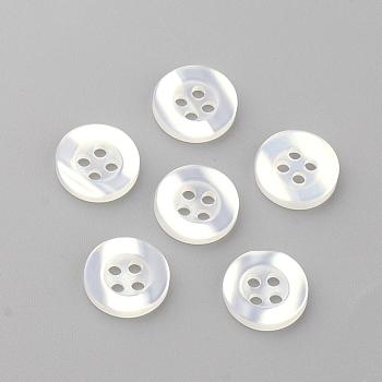 4-Hole Plastic Buttons, Flat Round, Seashell Color, 11.5x2mm, Hole: 2mm