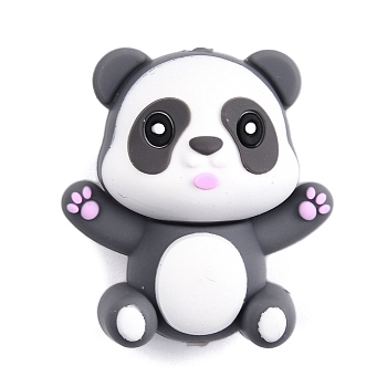 Silicone Beads, Panda, Dark Gray, 28x25.5x17.5mm, Hole: 2mm