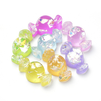 Resin Paillette Cabochons, Candy, Mixed Color, 23.5x12.5x11mm