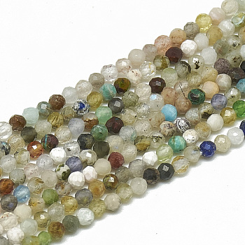 Natural Gemstone Beads Strands, Faceted, Round, 2~2.5mm, Hole: 0.3mm, about 177pcs/strand, 14.9 inch