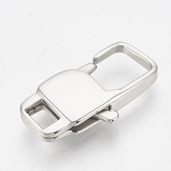 304 Stainless Steel Lobster Claw Clasps, Rectangle, Stainless Steel Color, 22x11x3.5mm, Hole: 2x5mm