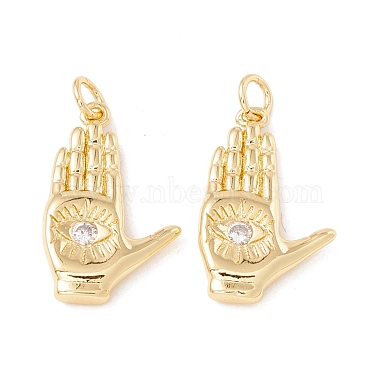 Real 18K Gold Plated Clear Palm Brass+Cubic Zirconia Pendants