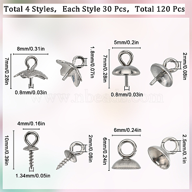 120Pcs 4 Styles 201 & 304 Stainless Steel Cup Peg Bails Charms(STAS-SC0006-06)-2