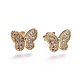 Brass Micro Pave Cubic Zirconia Stud Earrings(EJEW-L224-30G)-1