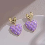 Alloy Enamel Stud Earrings, with 925 Sterling Silver Pins, Golden, Heart(FS-WGE0AD6-29)