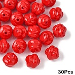 30Pcs Opaque Acrylic Beads, Baking Paint, Red, 16x16mm, Hole: 3mm(OACR-YW0003-87D)