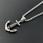 Retro Rock Punk Men's Anchor 304 Stainless Steel Pendant Necklaces, Stainless Steel Color(DV9777)