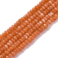 Natural Gold Sunstone Beads Strands, Rondelle, 5~5.5x3~3.5mm, Hole: 0.8mm, about 128pcs/strand, 15.94 inch(40.5cm)(G-C171-B03-03)