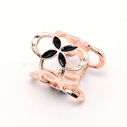 Alloy Enamel Women Lady Girls Fashion Scarf Ring Buckle, Cadmium Free & Lead Free, Flower, Rose Gold, 25x22.5mm(JEWB-WH0011-07RG-RS)