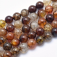 Natural Dragon Veins Agate Beads Strands, Round, 10mm, Hole: 1.2mm, about 39pcs/strand, 15.7 inch(G-K256-62-10mm)