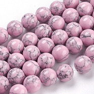 Synthetic Turquoise Beads Strands, Dyed, Round, Pink, 10mm, Hole: 1mm, about 40pcs/strand, 15.7(X-TURQ-H038-10mm-XXS07)