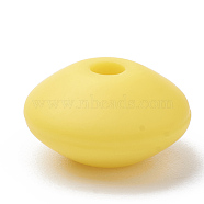 Food Grade Eco-Friendly Silicone Beads, Chewing Beads For Teethers, DIY Nursing Necklaces Making, Rondelle, Yellow, 12x6~7mm, Hole: 2mm(SIL-R009-18)