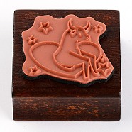 Wood DIY Stamps, with Rubber Constellation Pattern, DIY Handmade Soap Stamps, Photo Album Decor Stamps Accessories Tools, Taurus, 4.5x4.5x2.5cm, Signet: 35x38mm(DIY-WH0246-24A)