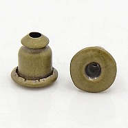 Brass Ear Nuts, Earring Backs, Plated with Brass Outside, Lead Free and Nickel Free, Antique Bronze, 5x5mm(X-KK-EC028-AB-FF)