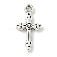 Tibetan Style Alloy Pendants, Lead Free & Cadmium Free, Cross, Antique Silver, 21x11x2mm, Hole: 2mm(TIBE-I026-6014AS)