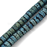 Electroplated Natural Lava Rock Beads Strands, Column, Green Plated, 4~4.5x2~2.5mm, Hole: 1mm, about 154pcs/strand, 16.54''(42cm)(G-Z032-J03-11B)