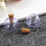 Miniature Glass Bottles, with Cork Stoppers, Empty Wishing Bottles, for Dollhouse Accessories, Jewelry Making, Round, Medium Purple, 10mm(MIMO-PW0001-037A-05)
