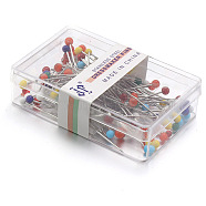 Steel Ball Positioning Head Pins, whit Resin, for Handcrafted Garment Head, 100 Pieces/Box, Mixed Color, 37x4mm, pin: 1mm(FIND-S248-03P)