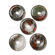 Natural African Bloodstone Pendants, Donut/Pi Disc Charms, 50x6.5~7.5mm, Hole: 10mm(G-P532-01A-23)