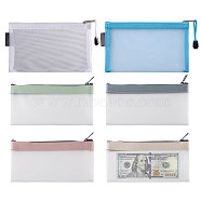 6Pcs 6 Style Transparent TPU Plastic Pen Bag, with Zipper, Rectangle, Mixed Color, 95~120x190~200x8~12mm, 1pc/style(AJEW-CA0004-02)