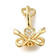 Brass with Shell Fold Over Clasps, Bowknot, Real 18K Gold Plated, Real 18K Gold Plated, 27mm(KK-H480-41G)