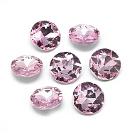 Pointed Back Glass Rhinestone Cabochons, Back Plated, Faceted, Flat Round, Pearl Pink, 10x4.5~5mm(RGLA-T029-10mm-03)