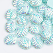 Resin Cabochons, AB Color, Shell, Pale Turquoise, 21x19x6mm(X-CRES-S305-01C)