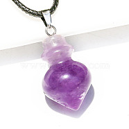 Natural Amethyst Pendants Necklaces, Cone, 17.72 inch(45cm)(PW-WG20063-06)