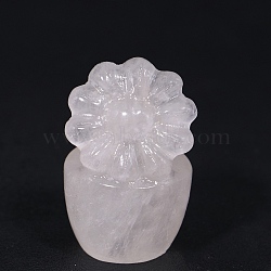 Flower Pot Natural Quartz Crystal Healing Figurines, Reiki Energy Stone Display Decorations, 50mm(PW-WG35281-01)