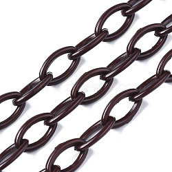 Handmade Opaque Acrylic Cable Chains, Oval, Coconut Brown, 13x8x2mm(KY-N014-001B)