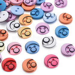 2-Hole Plastic Buttons, Head, Mixed Color, 11.5x2mm, Hole: 1.6mm(BUTT-N018-014)