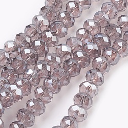 Electroplate Glass Beads Strands, Pearl Luster Plated, Faceted, Rondelle, Thistle, 6x4~5mm, Hole: 0.8~1mm, about 85~88pcs/strand, 16.1~16.5 inch(41~42cm)(X-GLAA-K027-PL-A01)