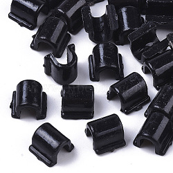 Opaque AS Plastic Base Buckle Hair Findings, for Hair Tie Accessories Making, Black, 8.5x9x6mm, about 4000pcs/bag(FIND-T064-004B-02A)