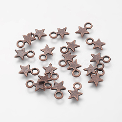 Tibetan Style Alloy Charms, Christmas Star, Cadmium Free & Nickel Free & Lead Free, Red Copper, 10x8x1mm, Hole: 2mm(TIBEP-A123046-R-FF)