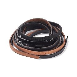Flat Cowhide Leather Cord, Leather Jewelry Cord, Mixed Color, 10.5x2.5mm(WL-XCP0001-09)