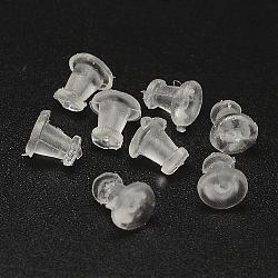 Plastic Ear Nuts, Earring Backs, Clear, 5x5mm, Hole: 0.5mm, about 9000pcs/bag(KY-P004-01)