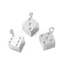 Alloy Pendants, Dice Charms, Platinum, 16x11x11mm, Hole: 1.5mm(FIND-L020-002P)