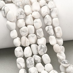 Natural Howlite Beads Strands, Tumbled Stone, Nuggets, 6~13x5~8x4~8mm, Hole: 0.7mm, about 17~22pcs/strand, 6.89~7.09 inch(17.5~18cm)(G-C286-A20)