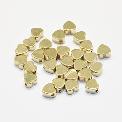 Long-Lasting Plated Brass Beads, Real 18K Gold Plated, Nickel Free, Heart, 4.5x5x2.5mm, Hole: 1.5mm(X-KK-K193-083G-NF)