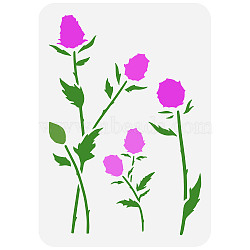 Plastic Drawing Painting Stencils Templates, for Painting on Scrapbook Fabric Tiles Floor Furniture Wood, Rectangle, Flower Pattern, 29.7x21cm(DIY-WH0396-0019)