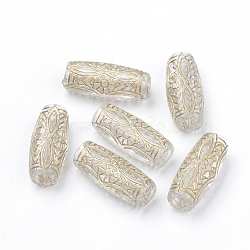 Plating Transparent Acrylic Beads, Golden Metal Enlaced, Column, Clear, 21x9x7mm, Hole: 3.5mm(X-PACR-Q115-49)