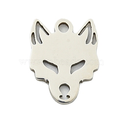 Non-Tarnish 201 Stainless Steel Charms, Wolf Charm, Laser Cut, Stainless Steel Color, 13.5x10.5x1mm, Hole: 1.5mm(STAS-M015-12P)