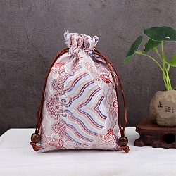 Water Ripple Print Cloth Storage Bags, Rectangle Drawstring Pouches Packaging Bag, Misty Rose, 18x13cm(PW-WG71602-05)