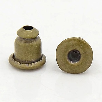 Brass Ear Nuts, Earring Backs, Plated with Brass Outside, Lead Free and Nickel Free, Antique Bronze, 5x5mm