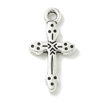 Tibetan Style Alloy Pendants, Lead Free & Cadmium Free, Cross, Antique Silver, 21x11x2mm, Hole: 2mm