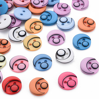 2-Hole Plastic Buttons, Head, Mixed Color, 11.5x2mm, Hole: 1.6mm