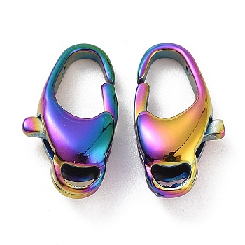 Ion Plating(IP) 304 Stainless Steel Lobster Claw Clasps, Rainbow Color, 15x8x4.5mm, Hole: 1mm.