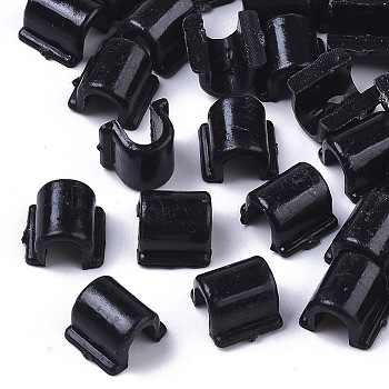 Opaque AS Plastic Base Buckle Hair Findings, for Hair Tie Accessories Making, Black, 8.5x9x6mm, about 4000pcs/bag